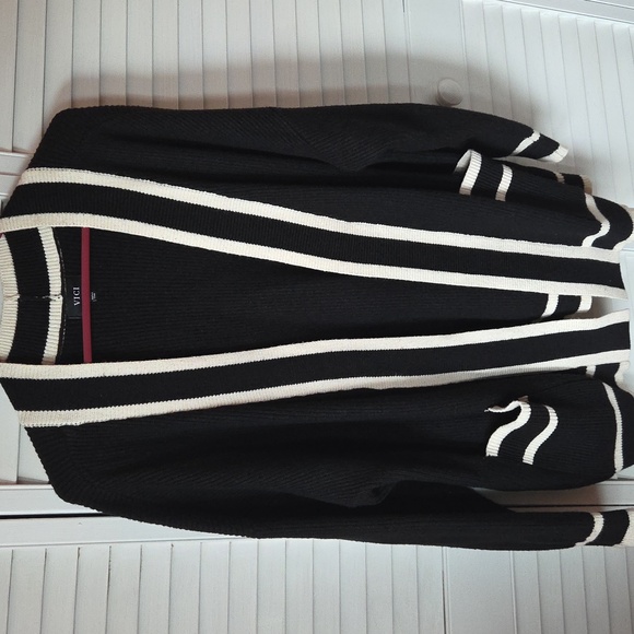 Vici Sweaters - VICI Cream And Black Sweater With Pockets On Each Side.